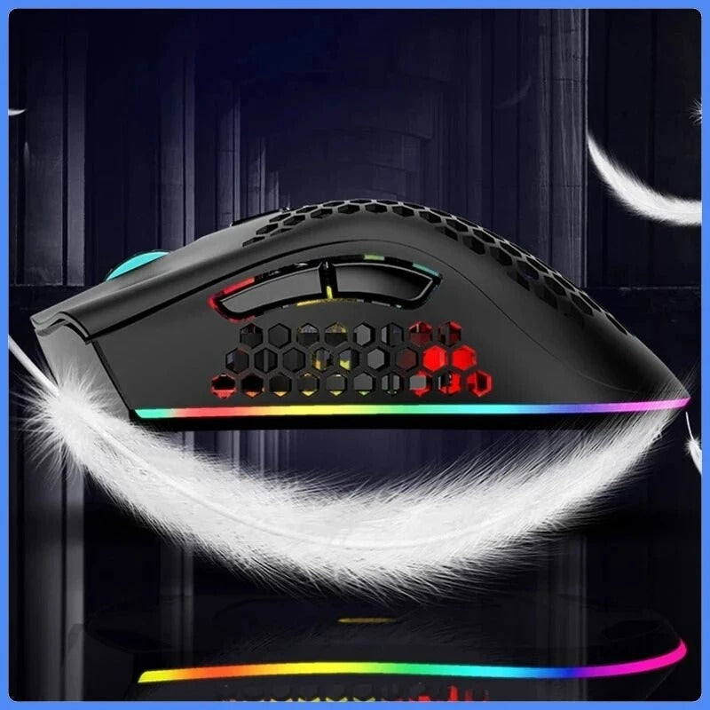 Gridlio BM600 Wireless RGB Gaming Mouse — Honeycomb Design, Rechargeable, 2.4G