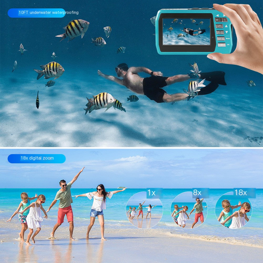 Gridlio 4K Underwater Camera — 56MP, Waterproof to 10M, Dual Screens & 3Hr Battery