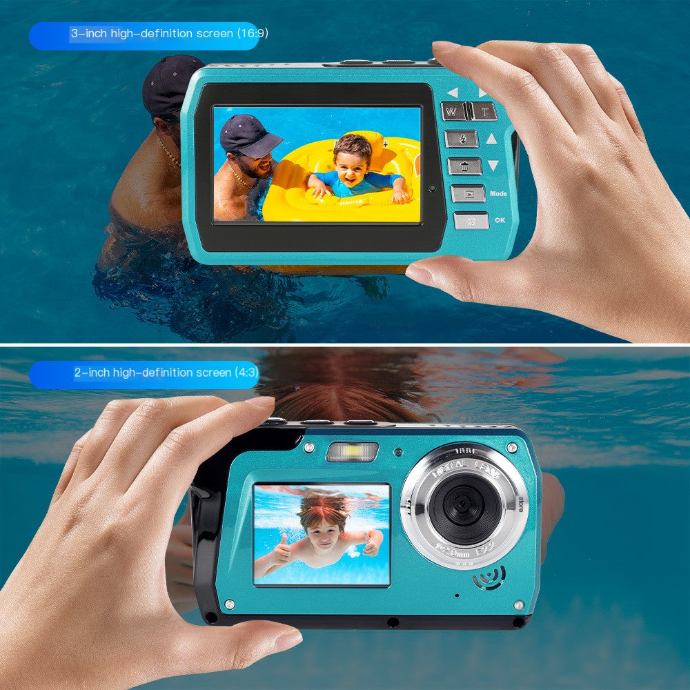 Gridlio 4K Underwater Camera — 56MP, Waterproof to 10M, Dual Screens & 3Hr Battery