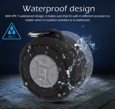 Gridlio Waterproof Wireless Speaker — Suction Mount, 7 Light Modes & Big Sound