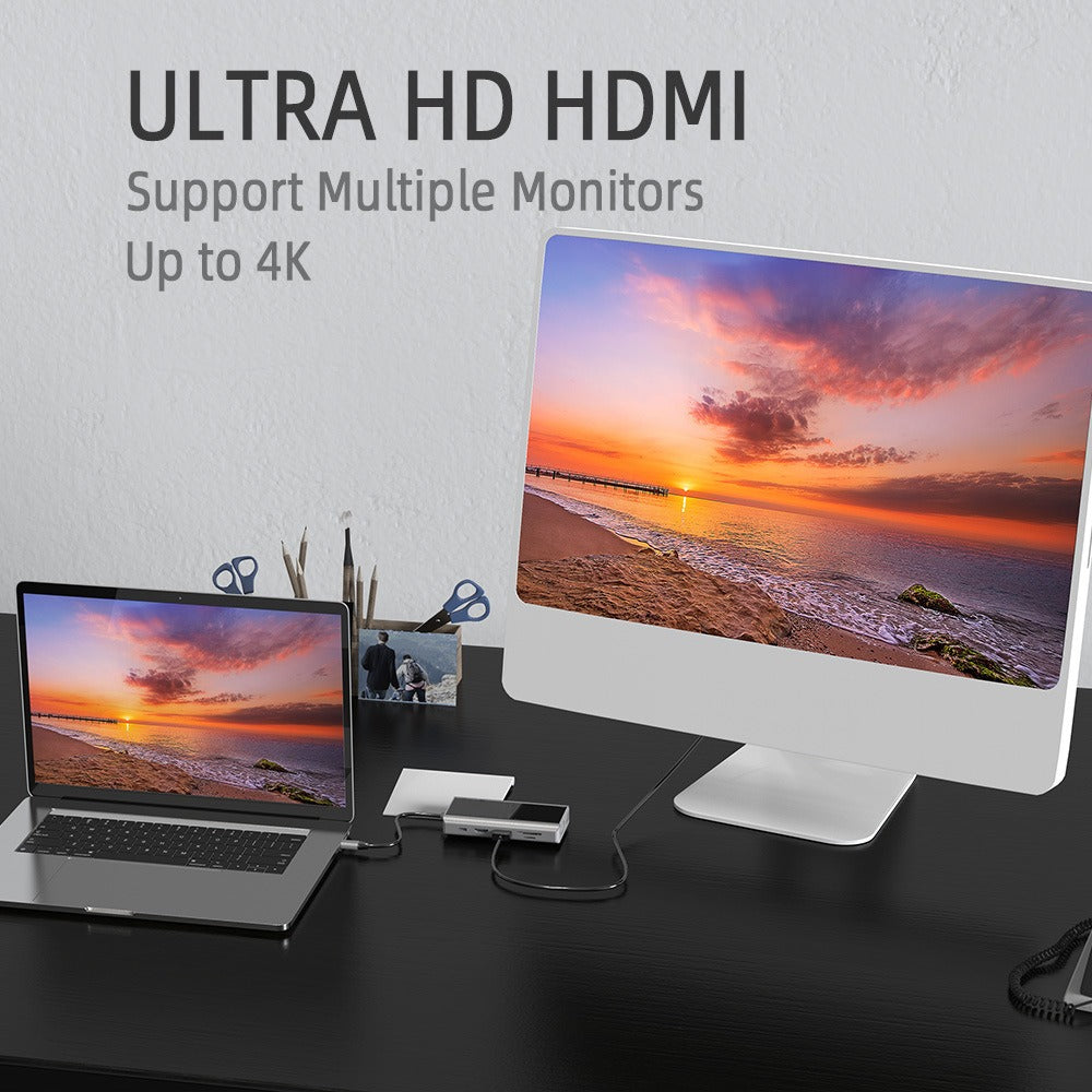 Gridlio 11-in-1 USB-C Docking Station — Dual HDMI, 10Gbps, 100W PD, Ethernet