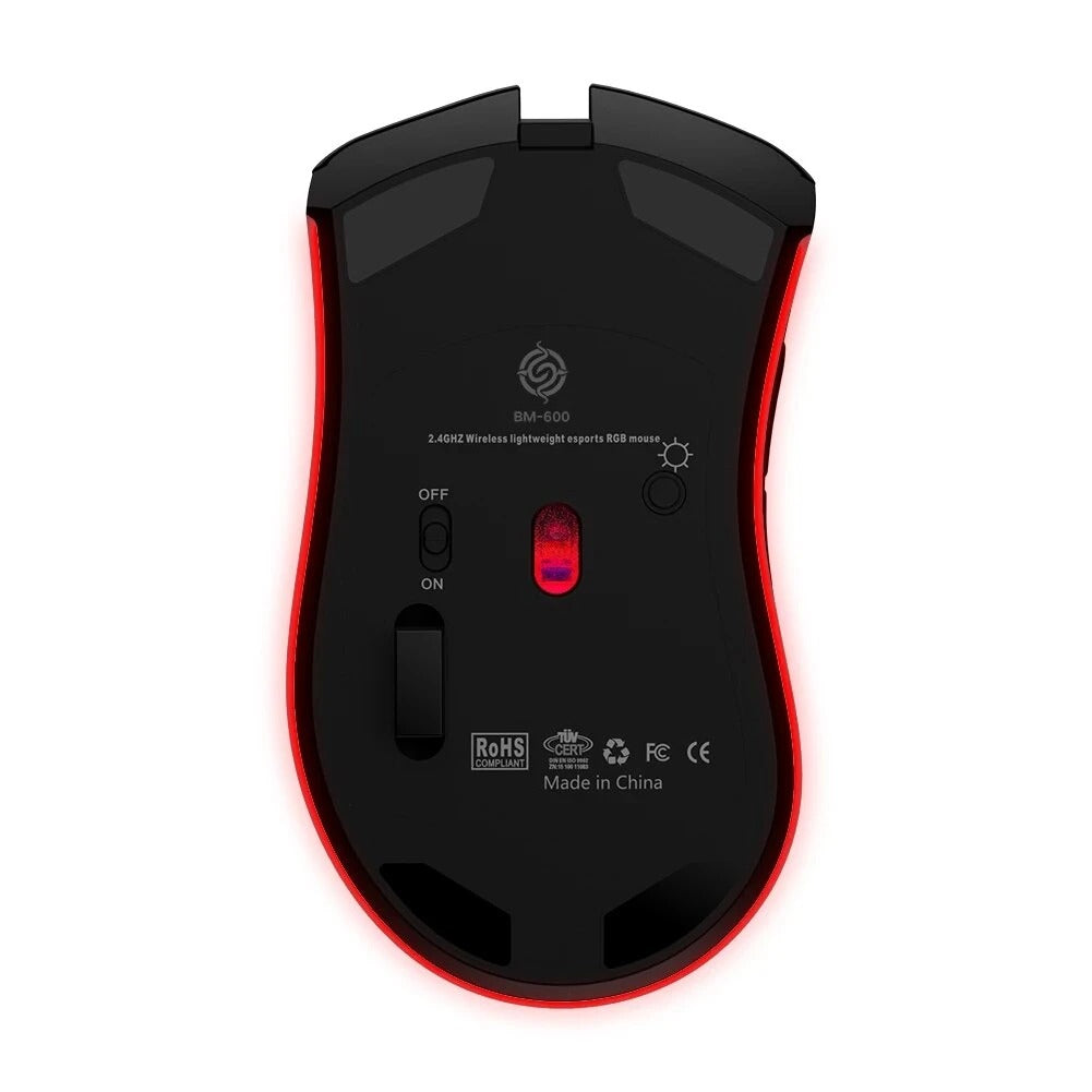 Gridlio BM600 Wireless RGB Gaming Mouse — Honeycomb Design, Rechargeable, 2.4G