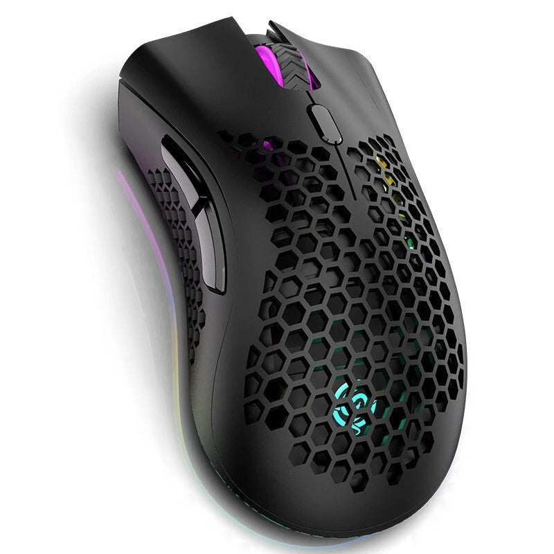 Gridlio BM600 Wireless RGB Gaming Mouse — Honeycomb Design, Rechargeable, 2.4G