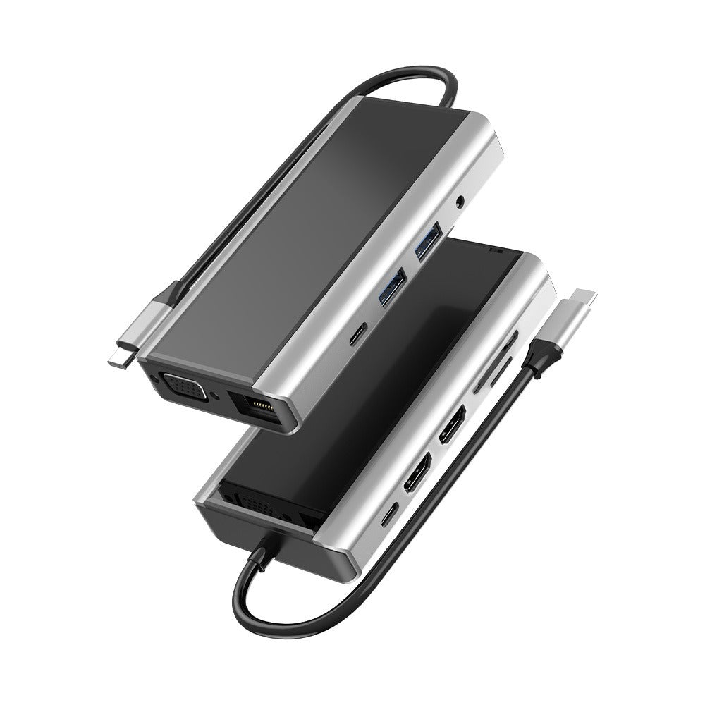 Gridlio 11-in-1 USB-C Docking Station — Dual HDMI, 10Gbps, 100W PD, Ethernet